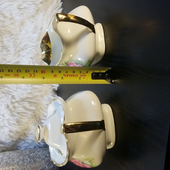 Gold trimmed Rose Creamer and Sugar - Picture 8 of 13